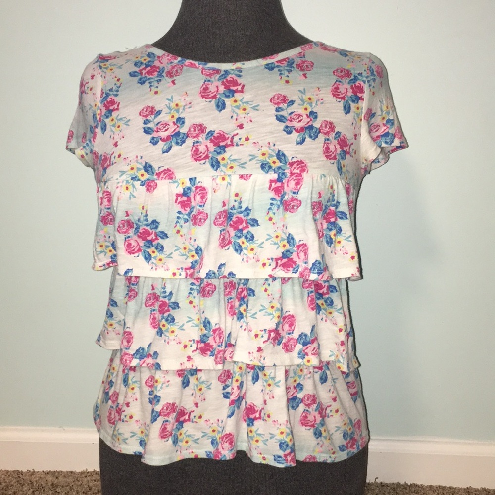floral shirt with ruffles
